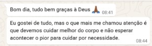 Mensagem recebida após uma palestra