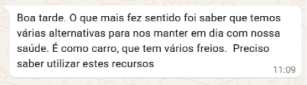 Mensagem recebida após uma palestra