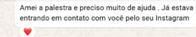 Mensagem recebida após uma palestra