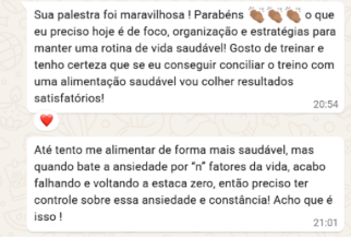 Mensagem recebida após uma palestra